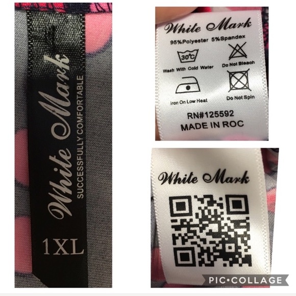 White Mark Plus Zuri Tunic Dress Navy Pink 1XL - Picture 3 of 8